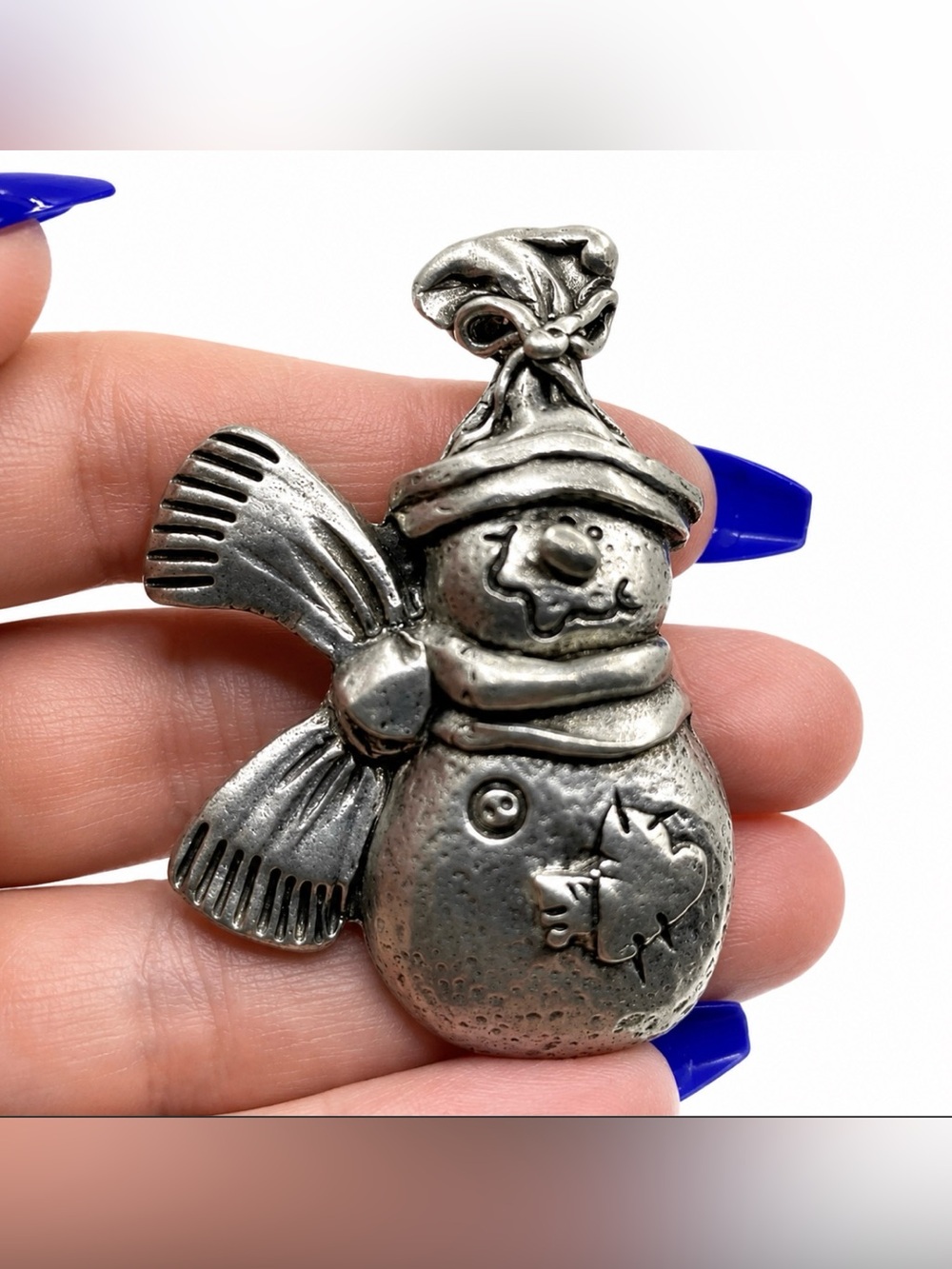 Pewter Snowman Brooch Engraved APP 97 Adorable & Whimsical